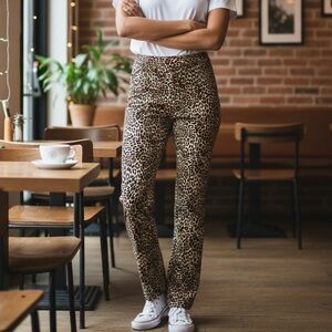 INC Leopard Print Women's High Waisted Pants, Size 2